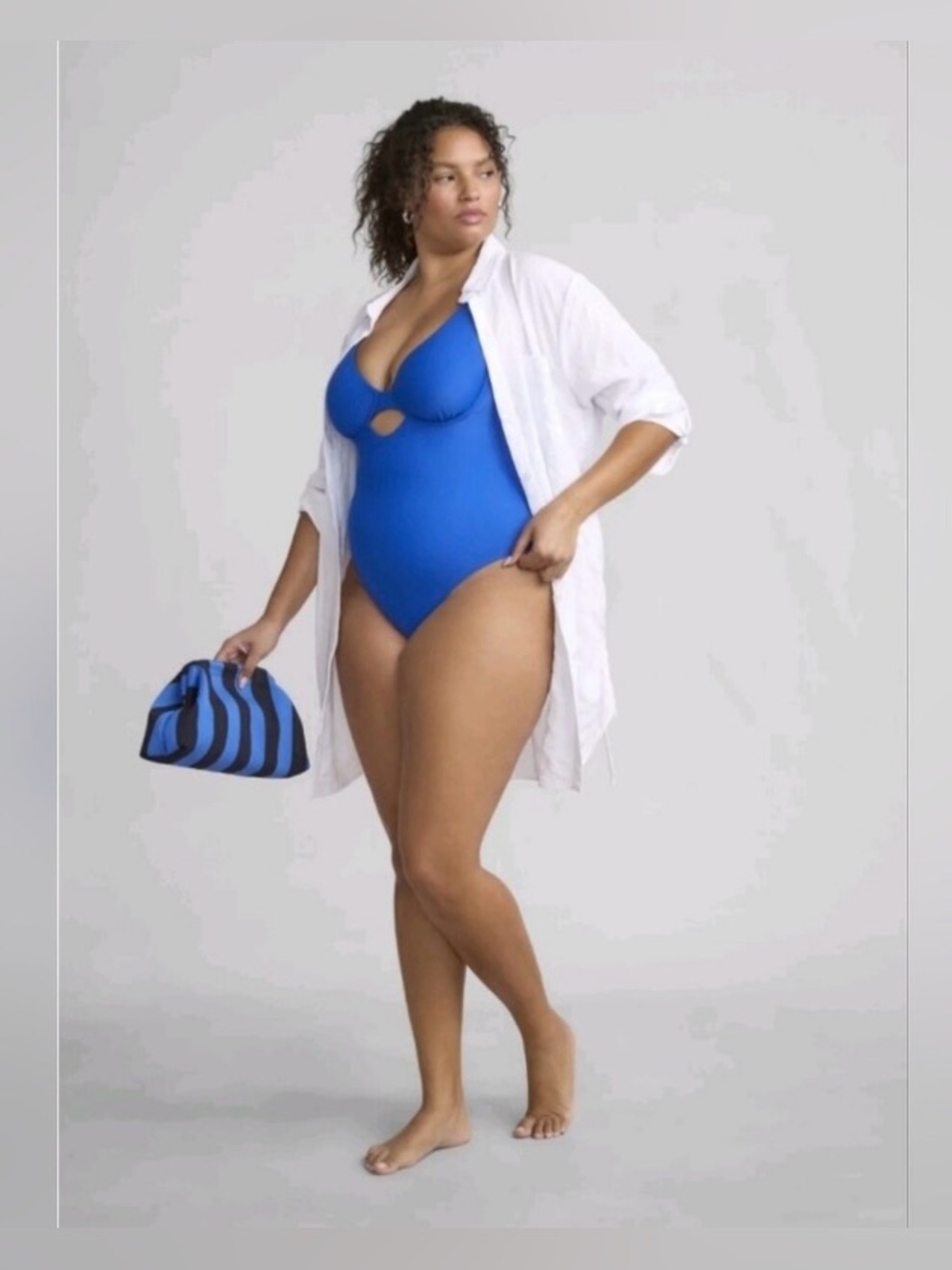 Time and Tru White Button-Front Swim Coverup - Picture 2 of 16